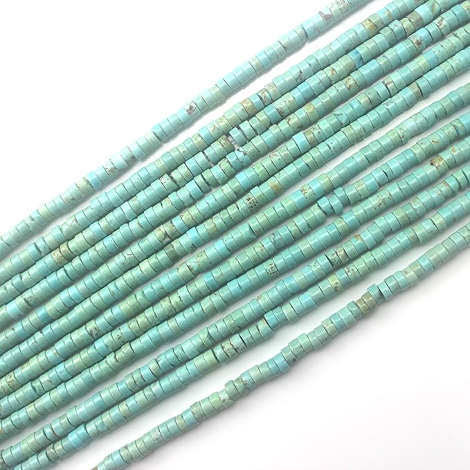 160pcs 3x2mm Natural Turquoise Heishi Disc Rondelle Spacer Stone Semi Precious by LIFAVOVY