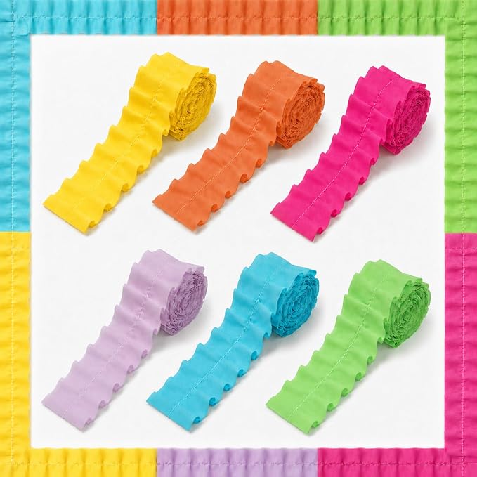 6 Rolls 40 Ft Ruffled Bulletin Board Borders Back to School Classroom Decor by ClassyWhimsy
