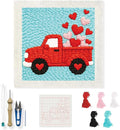 INFUNLY Red Truck Punch Needle Kit Heart Car DIY Embroidery Punch Needle Set by INFUNLY