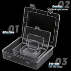 7 Pack Mixed Sizes Rectangular Mini Plastic Containers Clear Plastic Storage - Image 3