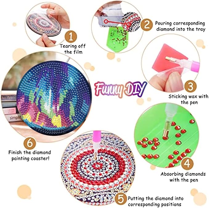 8 Pack Diamond Art Coasters, Northern Lights Diamond Painting Coasters Kits | - Image 3