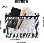 Blue White Zebra Print Pencil Pouch - Image 3