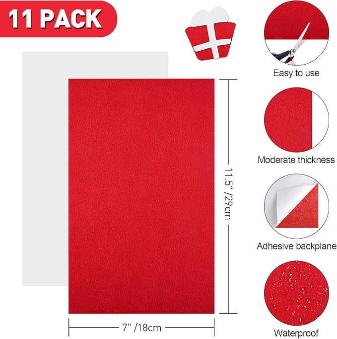 NACHLYNN Self Adhesive Felt Fabric Sheets 7"x11.5" /18x29cm Sticky Back Felt - Image 2
