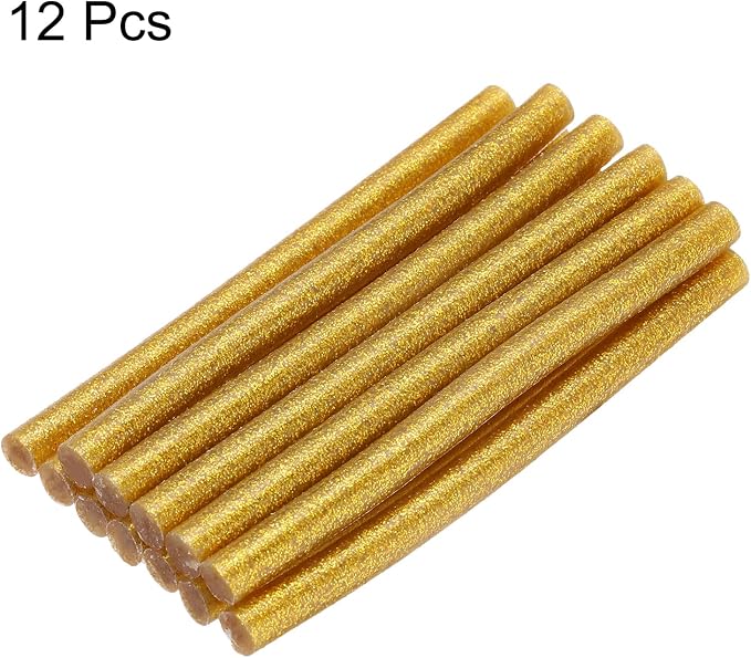 uxcell Mini Hot Glue Sticks for Glue Gun 7mm x 100mm Glitter Gold 12pcs - Image 3
