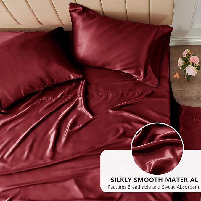 CozyLux Satin Sheets King Size Sheet Set - Image 3