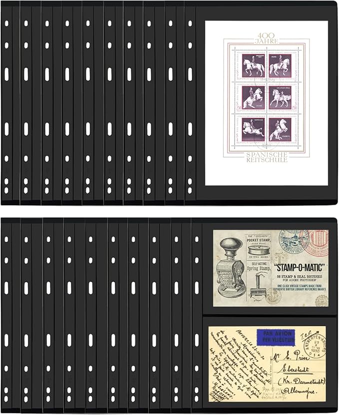 MUQING Stamp collecting storage supplies, 20 Sheets Stamp Pages Sleeves by MUQING