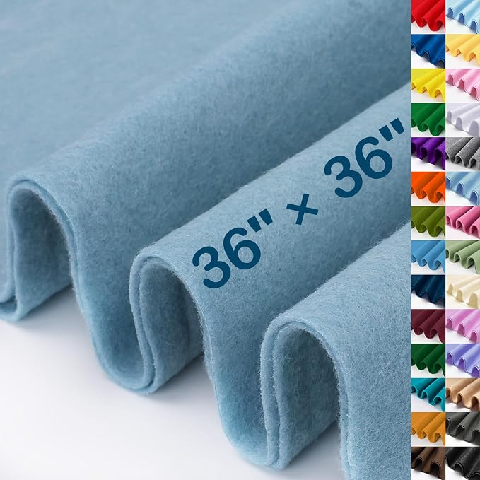 XSEINO Dusty Blue Large Felt Fabric 36" X 36 ", 1.4 mm Thick Soft Felt Fabric by XSEINOiscreating%EF%BC%81
