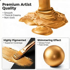 Nicpro Metallic Deep Gold Acrylic Paint, 8.45oz/250ml Large Gold Leaf Paint | - Image 2