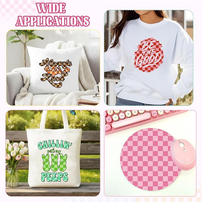 Tintnut Colorful Checkerboard Heat Transfer Vinyl, Checker pattern PU HTV - Image 5