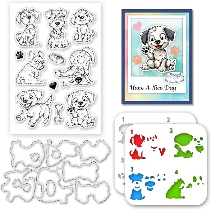 Animal Stamps and Dies for Card Making Layered Comic Dog Silicone Clear Stamps by ACRNIGHEET