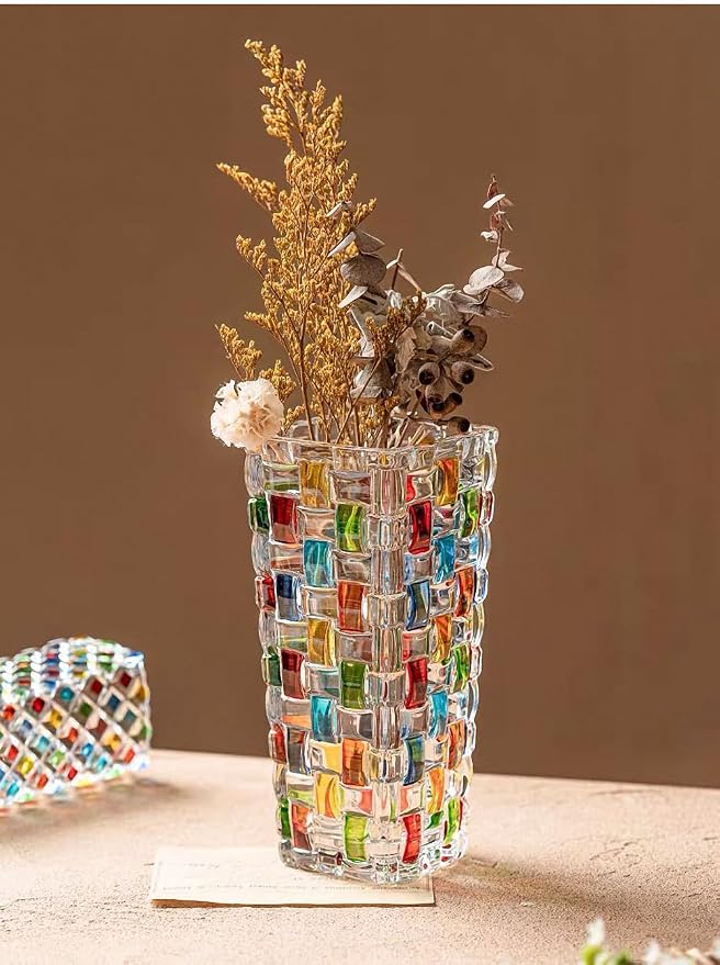 Magcolor Hand Painted Colorful Woven Glass Vase -Crystal Flower Vase- 7.7 inch - Image 6