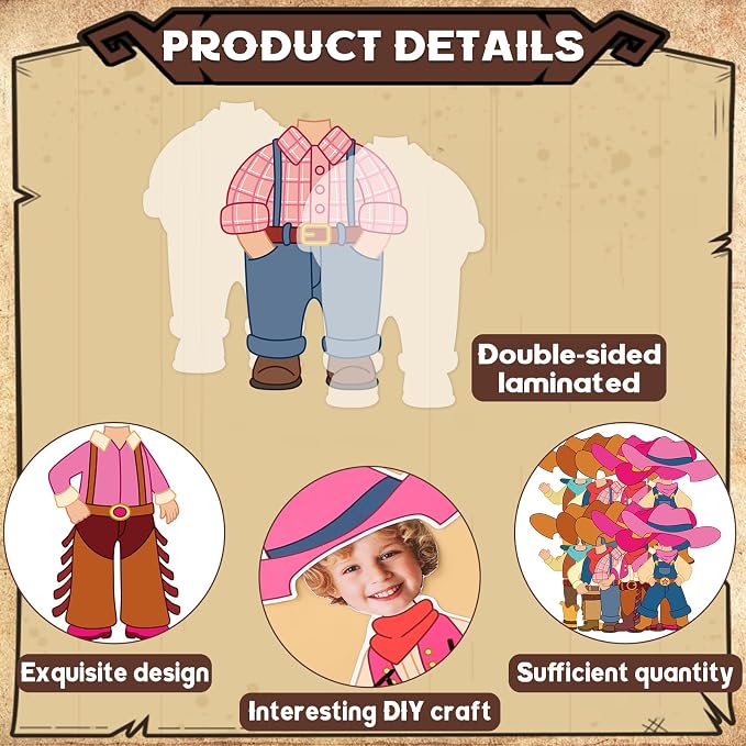 48Pcs Western Cowboy Hat Cutouts Bulletin Board Decorations Pink Cowgirl Paper - Image 3
