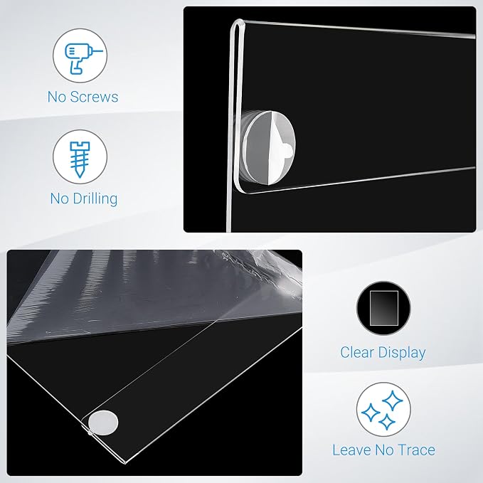 6 Pack Acrylic Sign Holder 8.5 x 11 Wall Mount, Vertical & Horizontal Use - Image 3