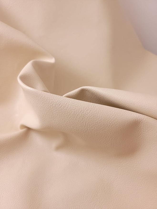 Bone Cream Faux Vegan Vegan Leather Synthetic Pleather 0.9 mm Madison 1 Yard 52 - Image 2