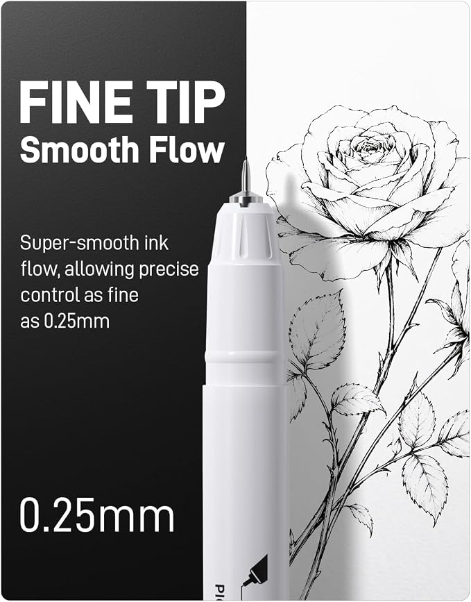 JusArt Fineliner Pens, 0.25mm Ultra Fine Point Pens 01, No Bleed, Waterproof - Image 2