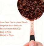 Bopei Measuring Cups and Spoons Set, Rose Gold Plated Stainless Steel 10 Piece - Image 4