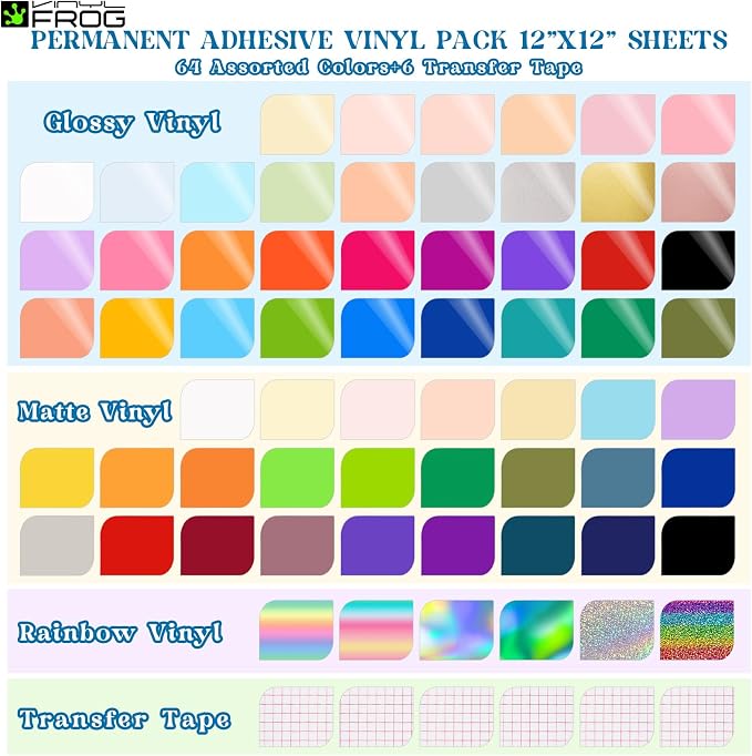VINYL FROG Permanent Adhesive Vinyl Bundle 70 Pack Adhesive Vinyl Sheets - Image 2