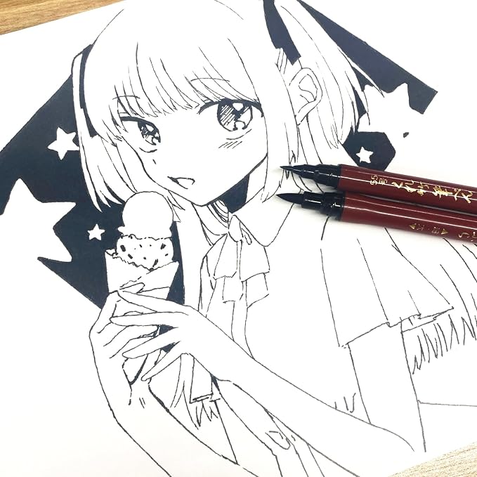 Kuretake Fude Brush Pen NIHON-DATE KABURA, hard and soft dual tip marker - Image 5