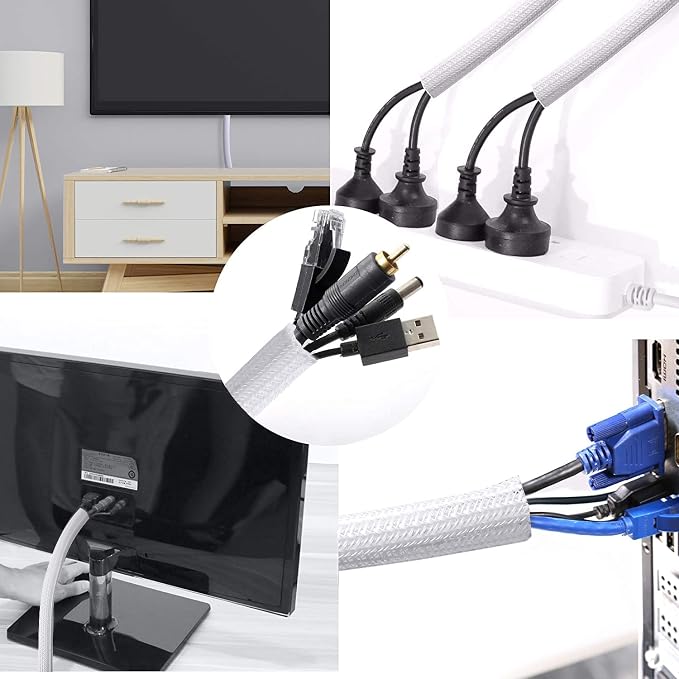 10ft - 1 inch Braided Cable Management Sleeve Cord Protector - Self-Wrapping - Image 5
