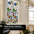 Original Hand Drawn Faux Stained Glass Window Film Double-Sided Texture Static - Image 6