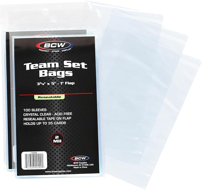 BCW Resealable Team Set Bags – 200 Count | Holds 35 Loose Cards or 5 Standard by BCW