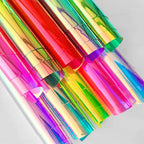 10 Pieces A4 Holographic Clear PVC Fabric Iridescent Transparent Vinyl Mirrored by XHTFauxLeather