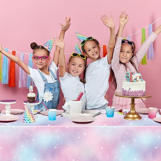 Tiamon 3 Pcs Pastel Rainbow Tablecloths Birthday Decorations Pastel Table Cloths - Image 5