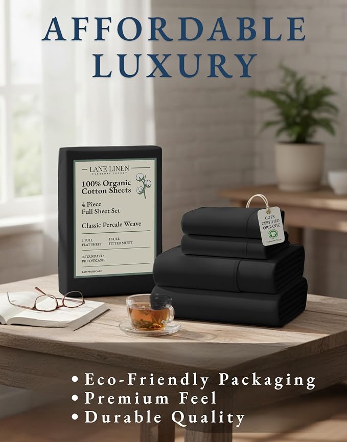LANE LINEN 100% Organic Cotton Full Sheets Set, 4-Piece Pure Organic Cotton - Image 8