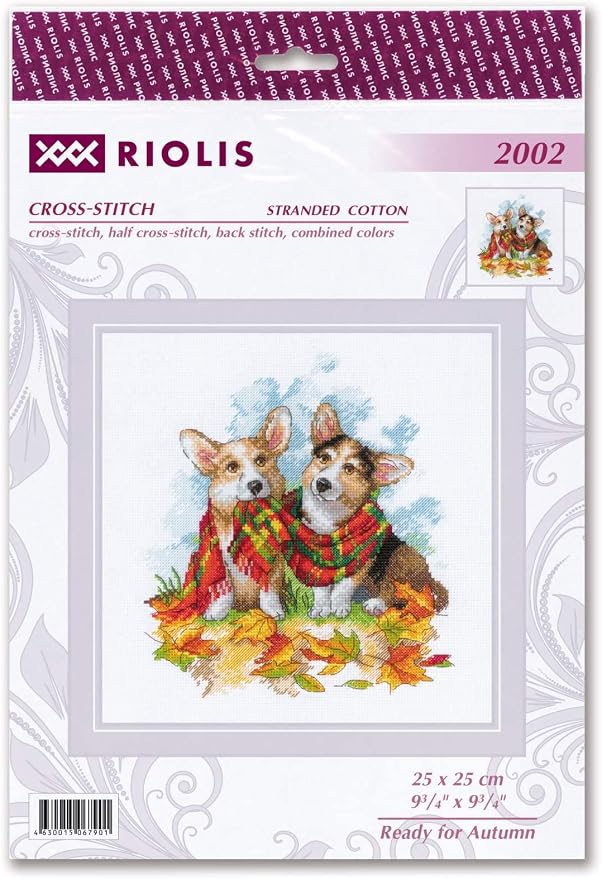 RIOLIS - Ready for Autumn 2002, Dogs Cross Stitch Kits 9¾" x 9¾", Counted Cross - Image 2