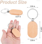 AUEAR, Blank Wooden Key Chain Wood Keychain Key Ring Key Tags Personalized EDC - Image 2