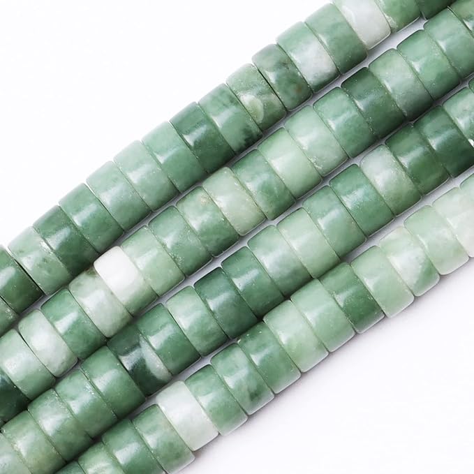 Natural Stone Heishi Beads for Necklace Making, 4 mm x 6 mm Small Flat Round by YUGDRUZY