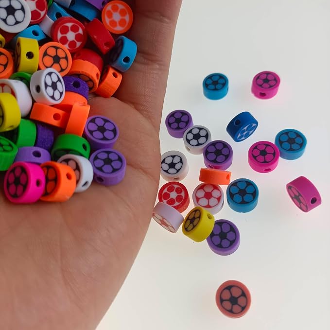 100pcs Football Polymer Clay Spacer Beads - Image 6