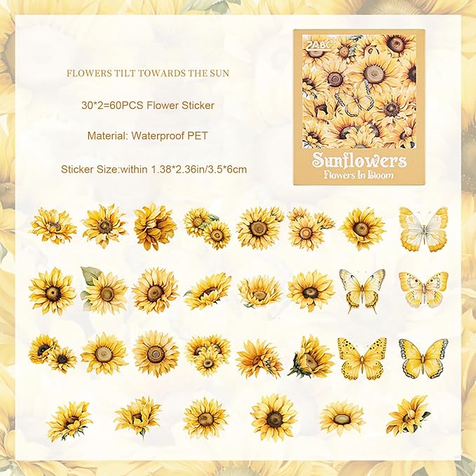 Doraking 60 Pieces Glitter Shiny Flower Stickers - Image 2
