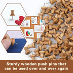 150 Pcs Push Pins for Cork Board Decorative Thumb Tacks | Wood Push Pins Cork - Image 6