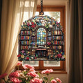 Book Lover’S Library Bookshelf Suncatcher Acrylic Faux Stained Bookish Window by Unknown