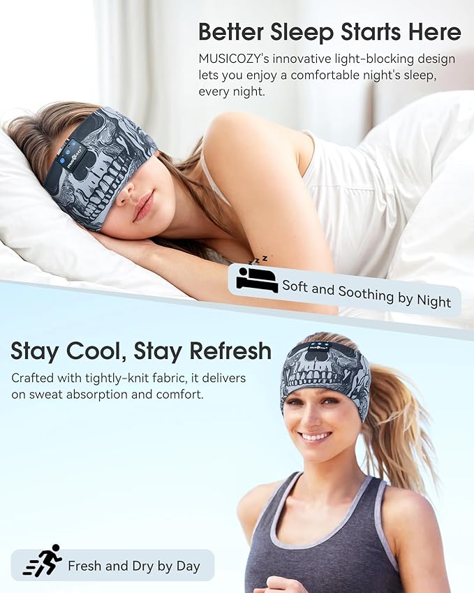 MUSICOZY Sleep Headphones Bluetooth Headband, Wireless Sleeping Headphones - Image 2