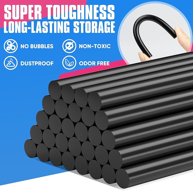 EZUVITA 60-Pack Full Size Hot Glue Sticks, 0.43” Dia x 8” Long | Black - Image 6