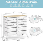 Rolling Storage Cart with 12 Drawers, Wooden Tabletop Utility Cart - Image 3
