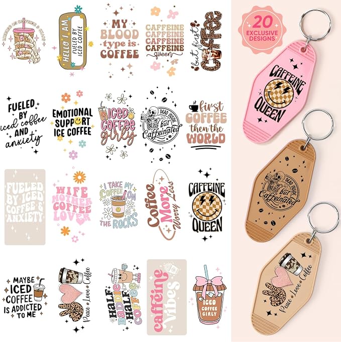 KACIOLA STUDIO Coffee UV DTF Wrap Stickers-80PCS Coffee Theme UV DTF Sticker by KaciolaStudio