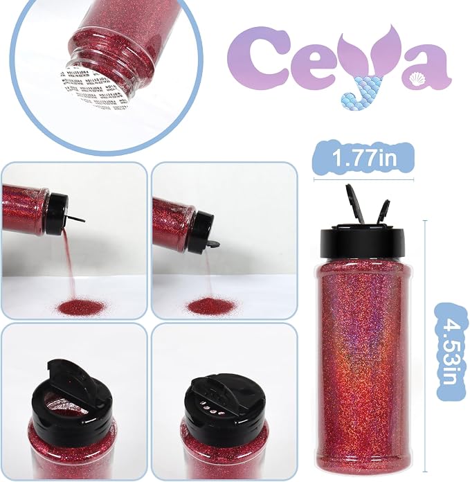 Ceya 3.8oz/ 110g Holographic Ultra Fine Glitter Powder Laser Fuchsia Glitter - Image 4