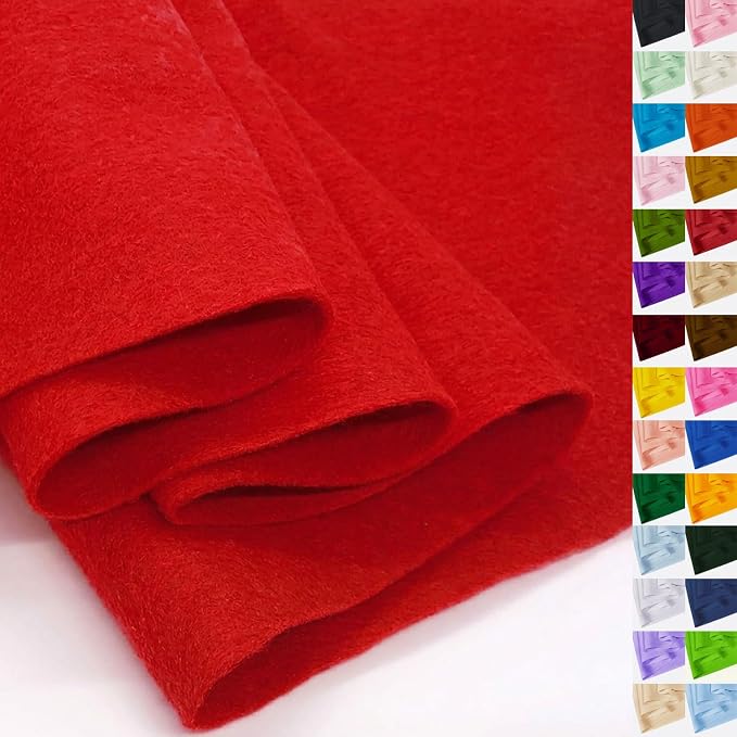 Red Felt Fabric 36" X 36", 1.6mm Thick Soft and Durable Flexible Craft Felt by by FANOMMI