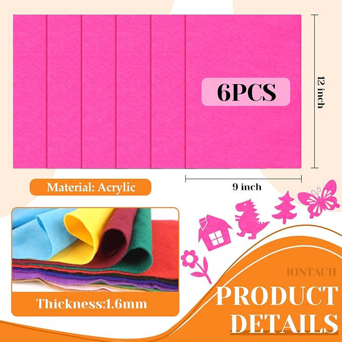 IONTACH 9" X 12" Soft Felt Sheets 1.6mm Thick | Felt Fabric - Image 3