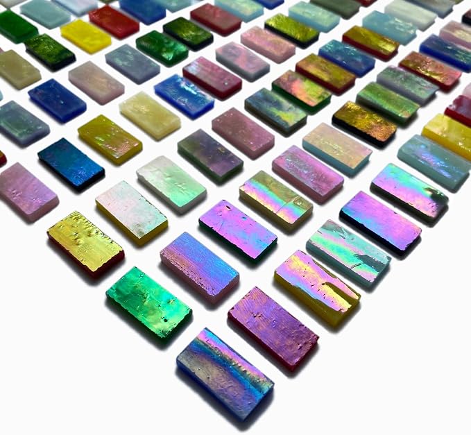 Rectangle Iridescent Glass Mosaic Tiles, 320 Pieces Colorful Stained Glass - Image 5