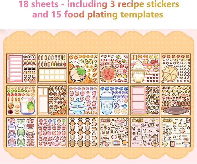 Girl's Japanese Kawaii Food Platter Scene Sticker Book, 18 Sheets DIY Sukiyaki - Image 5