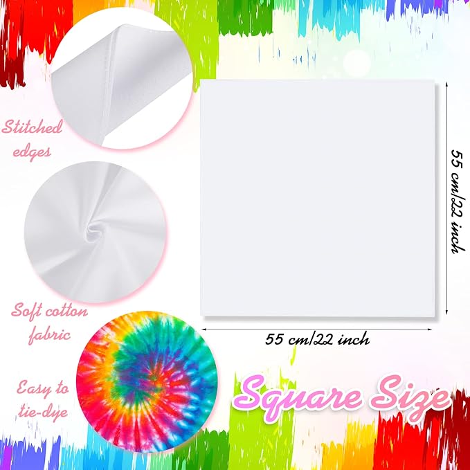 Chumia Cotton White Bandana for Tie Dying Bulk Blank Solid Handkerchiefs Unisex - Image 2