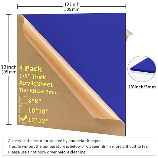 1/8 Thick 12 x 12 inch Acrylic Sheets - Image 2