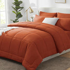 CozyLux Queen Comforter Set Terracotta, 7 Pieces Bed in a Bag, Burnt Orange by CozyLux