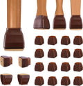 BALEINE 16 Pack Silicone Chair Leg Floor Protectors, Stool Leg Protectors Cap, Non-Slip Chair Leg Caps for Hardwood Floors (Brown & Small (Square), 16 Pack)