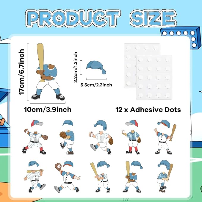 OBUSATT 60 Pcs Baseball Player Theme Cutouts Baseball Bulletin Board Decoration - Image 2