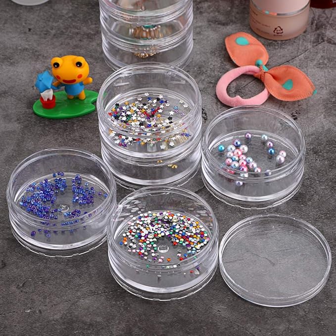 Hipiwe 2 Packs 5 Slot Clear Plastic Round Storage Jars - Image 5